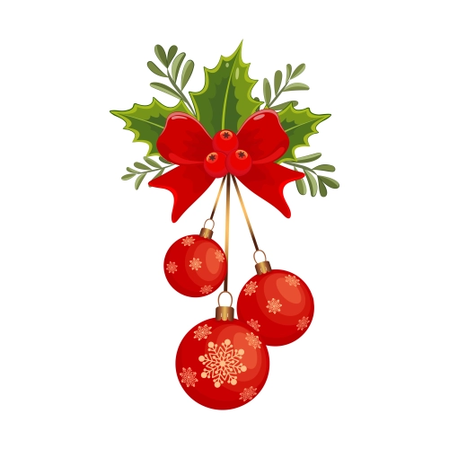 Red Christmas Ornaments with Bow Cutout | Festive Party Decoration